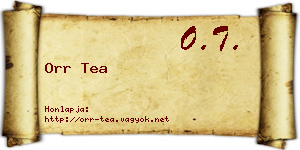 Orr Tea névjegykártya